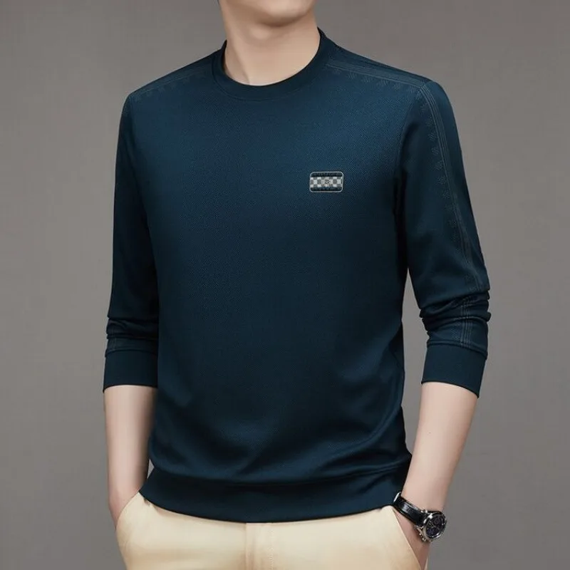 Тонкая футболка с длинными рукавами, мужская футболка с круглым вырезом, весна-осень, новая хлопковая толстовка для молодежи среднего возраста
Тонкая футболка с длинными рукавами, мужская футболка с круглым вырезом, весна-осень, новая хлопковая толстовка для молодежи среднего возраста