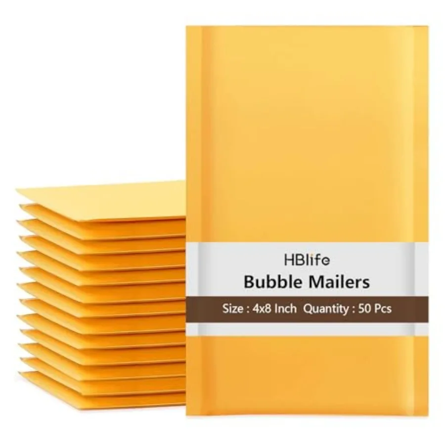 50Pcs Bubble Mailers, 4x8 Inches Self Seal Kraft Poly Mailers, Padded Envelopes Shipping Bags Packaging for Small Business
50Pcs Bubble Mailers, 4x8 Inches Self Seal Kraft Poly Mailers, Padded Envelopes Shipping Bags Packaging for Small Business