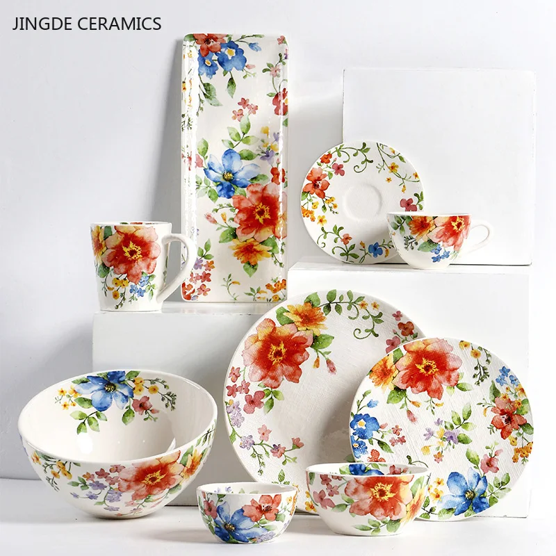 European Style Round Ceramic Plate Flower Pattern Exquisite Noodle Bowl Microwave Oven Heat-resistant Tableware Kitchen Supplies
European Style Round Ceramic Plate Flower Pattern Exquisite Noodle Bowl Microwave Oven Heat-resistant Tableware Kitchen Supplies