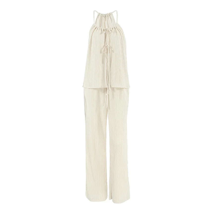 2025 Summer New Design Casual Top High Waist Casual Wide Leg Pants Two Piece Set for Women
2025 Summer New Design Casual Top High Waist Casual Wide Leg Pants Two Piece Set for Women