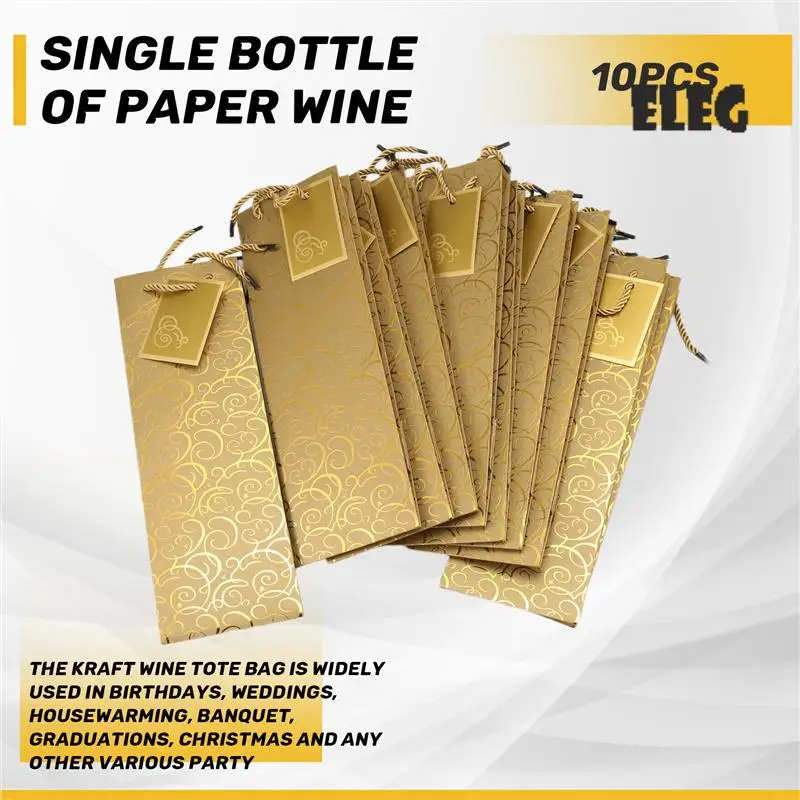 ELEG-Wine Bags, Kraft Paper Wine Bag 10 Pcs Gift Wine Bags With Handles, Single Bottle Paper Wine Bag Bulk For Christmas, Party,
ELEG-Wine Bags, Kraft Paper Wine Bag 10 Pcs Gift Wine Bags With Handles, Single Bottle Paper Wine Bag Bulk For Christmas, Party,