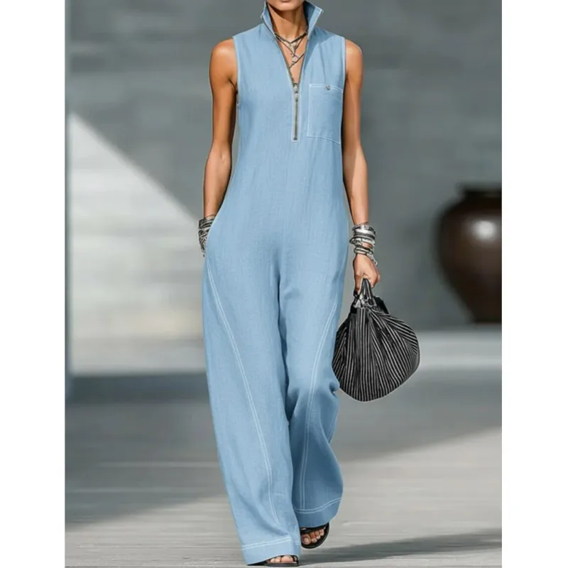 Модный комбинезон без рукавов в стиле High Street с воротником-стойкой, молнией до середины, карманами, свободного кроя, повседневный, с контрастной строчкой
Модный комбинезон без рукавов в стиле High Street с воротником-стойкой, молнией до середины, карманами, свободного кроя, повседневный, с контрастной строчкой