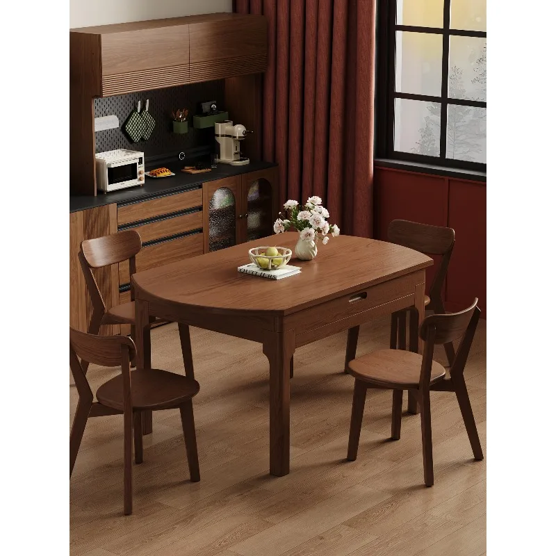 Solid wood dining table Variable round table Household small apartment retractable folding table and chairs Chinese
Solid wood dining table Variable round table Household small apartment retractable folding table and chairs Chinese