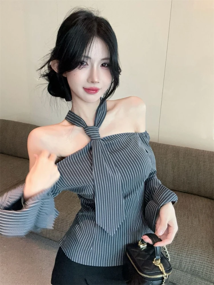 Fashion Slim Fit Off Shoulder Shirt Striped Unique Design Spring Autumn Casual Wear Long Sleeve Blouse
Fashion Slim Fit Off Shoulder Shirt Striped Unique Design Spring Autumn Casual Wear Long Sleeve Blouse