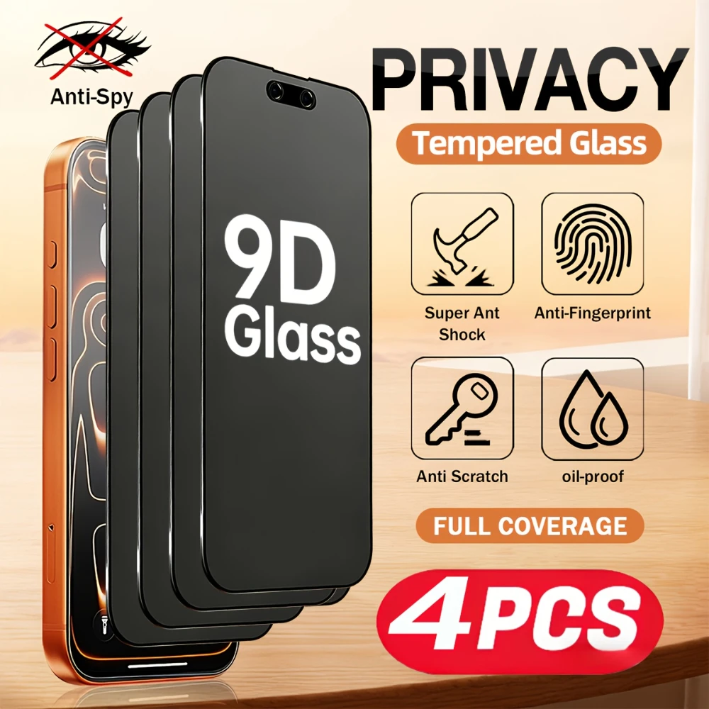 NNBILI 4pcs Tempered Glass Privacy Screen Protector Full Screen Coverage Tempered Glass Privacy Screen Film For iPhone 17Pro Max
NNBILI 4pcs Tempered Glass Privacy Screen Protector Full Screen Coverage Tempered Glass Privacy Screen Film For iPhone 17Pro Max
