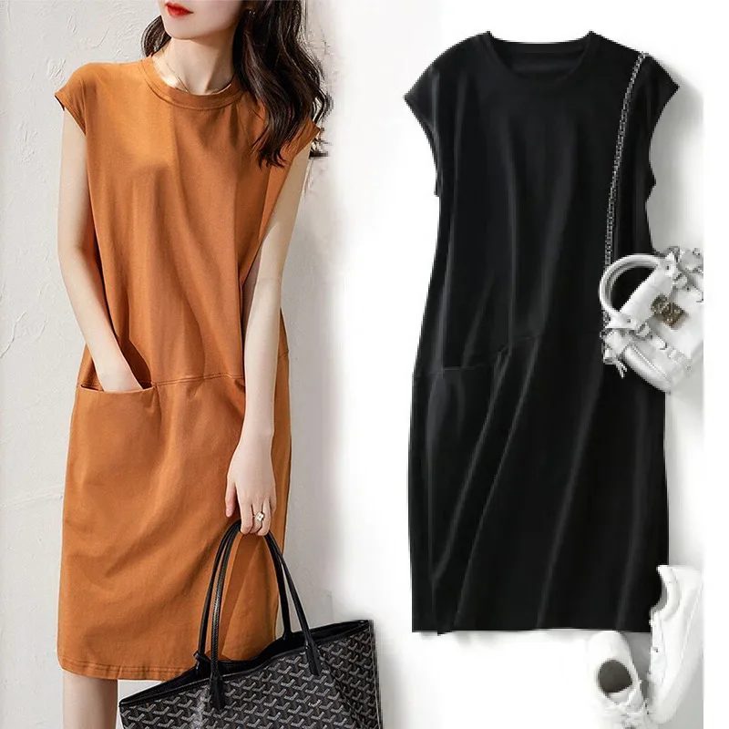 Summer Plus Size Women's New Commuter Style Solid Color Spliced Pocket Design Round Neck Sleeveless Dress
Summer Plus Size Women's New Commuter Style Solid Color Spliced Pocket Design Round Neck Sleeveless Dress