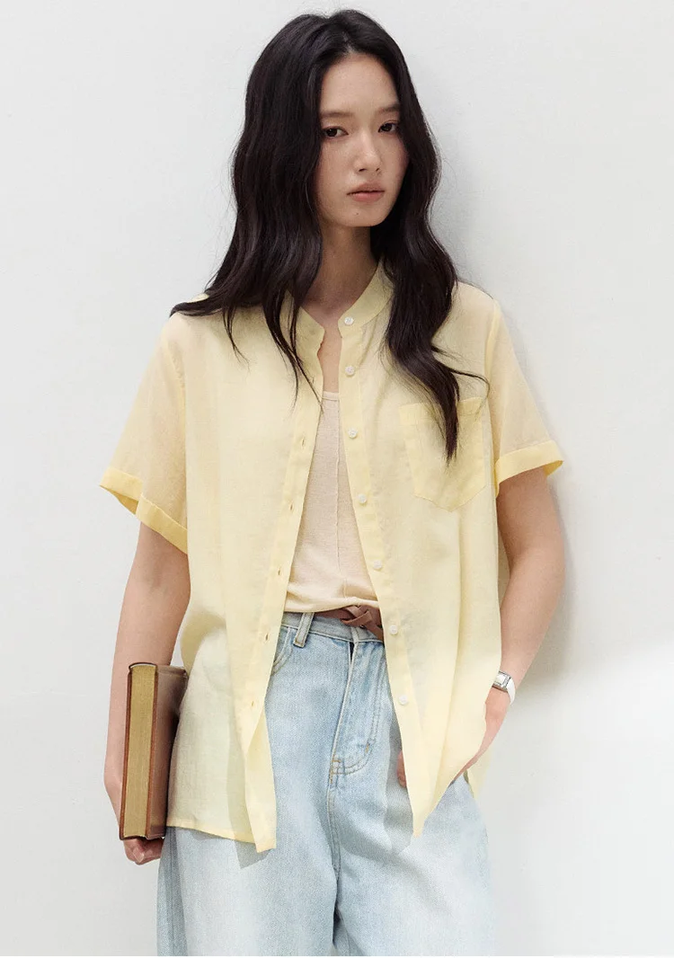 Lyocell Linen Short-Sleeve Pocket Shirts Summer Women Button Collar Single Breastd Breathable Korean Casual Top
Lyocell Linen Short-Sleeve Pocket Shirts Summer Women Button Collar Single Breastd Breathable Korean Casual Top