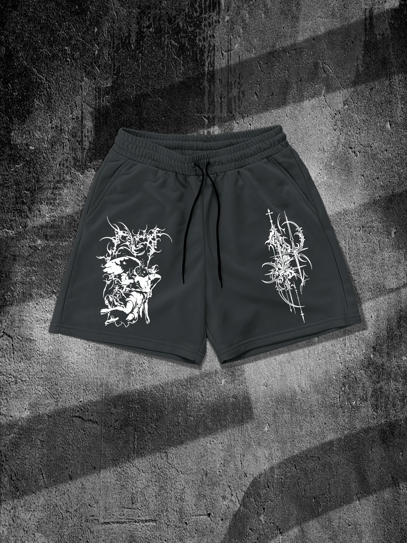 Gothic Tribal Angel Cross Print Men's Casual Shorts Dark Grunge Streetwear Drawstring Summer Daily Workout Sports Short Trousers
Gothic Tribal Angel Cross Print Men's Casual Shorts Dark Grunge Streetwear Drawstring Summer Daily Workout Sports Short Trousers
