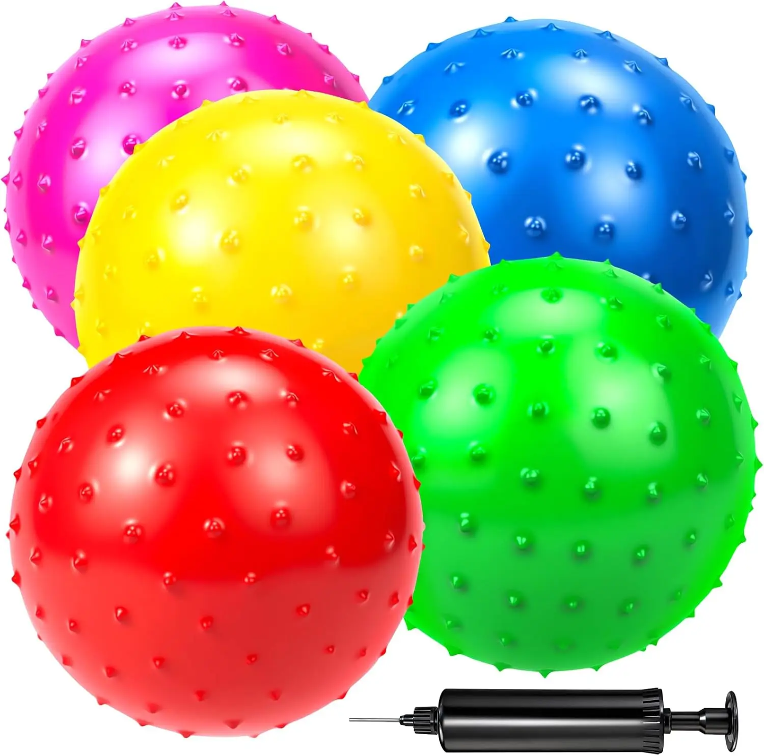 9" Soft Bouncy Balls Set of 5 with Pump, Sensory Toys for Kids, Party Favors, Beach Games
9" Soft Bouncy Balls Set of 5 with Pump, Sensory Toys for Kids, Party Favors, Beach Games
