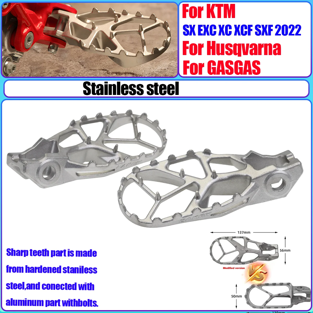 For GASGAS ECF MCF 2016-2023 Front Footrest Pedal Stainless Steel Footpegs Rest For HUSQVARNA FC FE TE KTM SXF XCF XCW SMR parts
For GASGAS ECF MCF 2016-2023 Front Footrest Pedal Stainless Steel Footpegs Rest For HUSQVARNA FC FE TE KTM SXF XCF XCW SMR parts