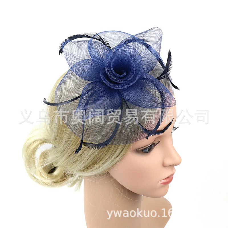 Vintage Bridal Hat with Mesh and Feather Hair Accessories for Runway Show, Feather Banquet Headpiece, Wholesale Cross-Border Sou
Vintage Bridal Hat with Mesh and Feather Hair Accessories for Runway Show, Feather Banquet Headpiece, Wholesale Cross-Border Sou