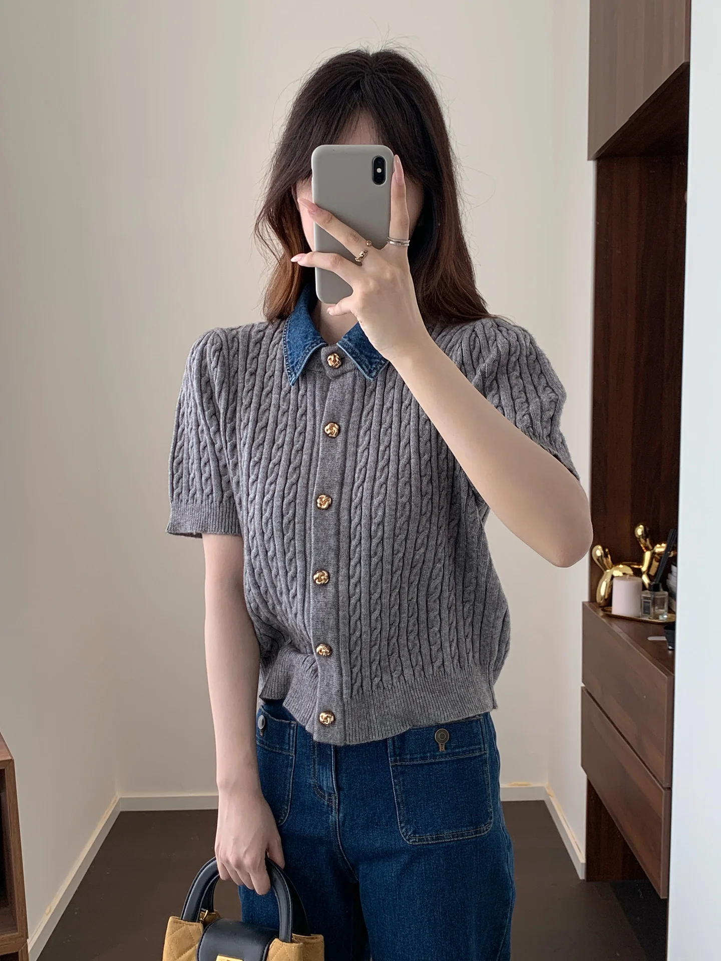 e French Sle Camere Трикотажный irt ort Sve Съемный джинсовый воротник Повседневная женская шерсть премиум-класса
e French Sle Camere Трикотажный irt ort Sve Съемный джинсовый воротник Повседневная женская шерсть премиум-класса