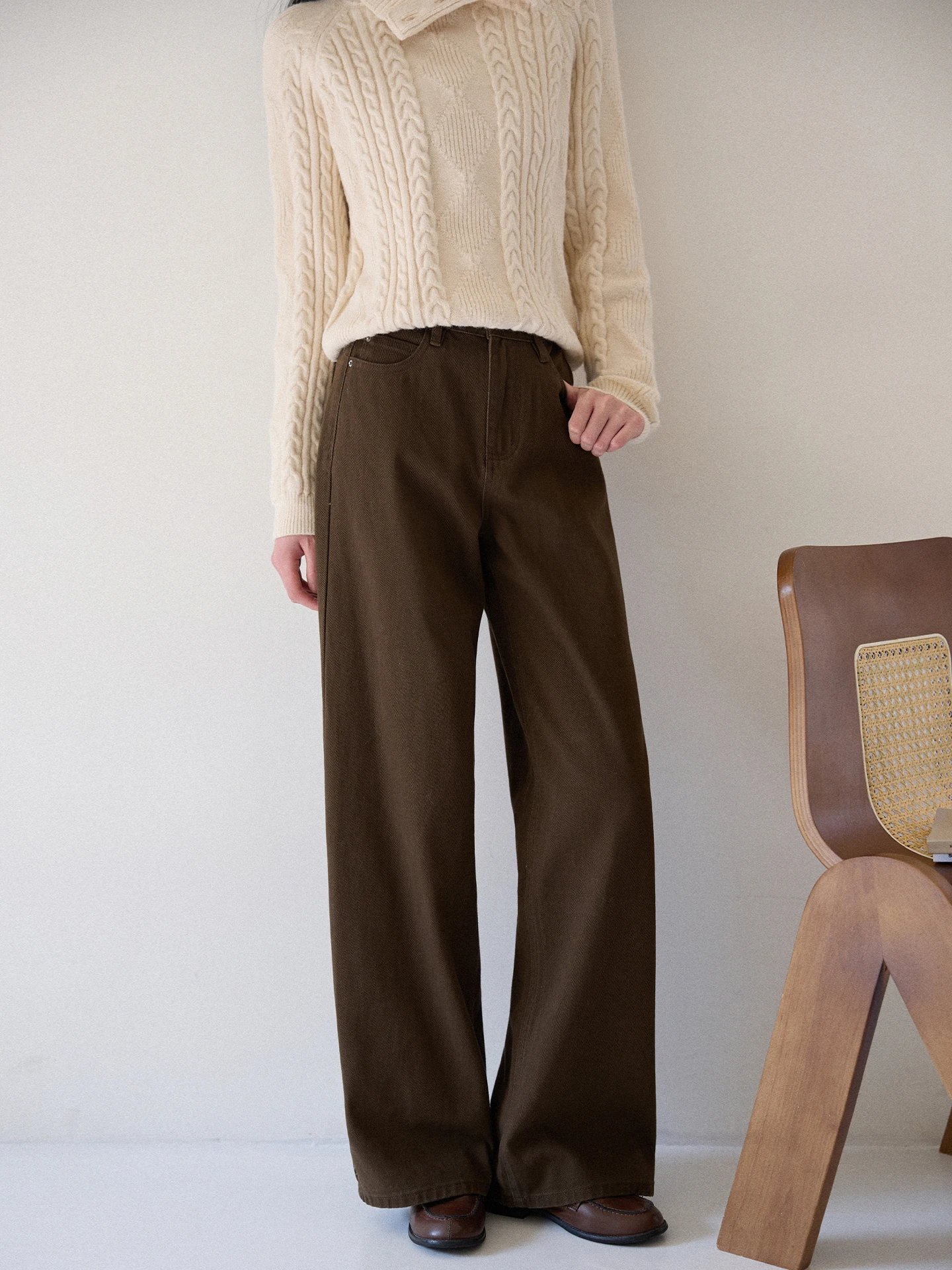 High Waist Wide Leg Coffee Color Denim Pants Women's Winter Korean Sle Loose Slimming Drapey Floor-Length Trousers
High Waist Wide Leg Coffee Color Denim Pants Women's Winter Korean Sle Loose Slimming Drapey Floor-Length Trousers