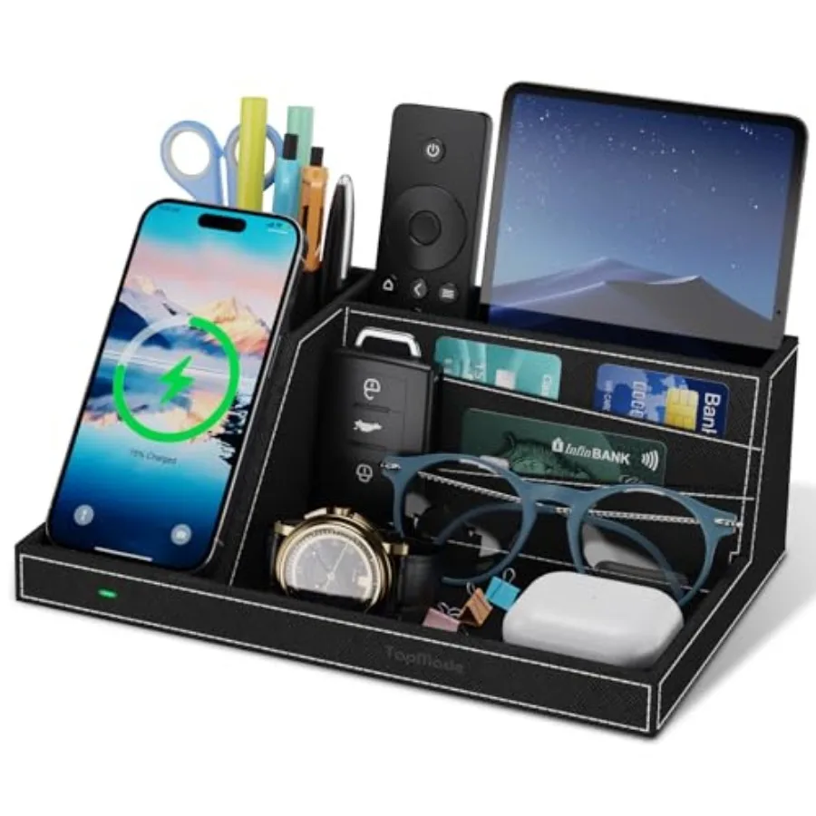 Wireless Charger Desk Nightstand Organizer Leather Pen Holder Office Supplies Desk Accessories Fast Charging Station Remote Con
Wireless Charger Desk Nightstand Organizer Leather Pen Holder Office Supplies Desk Accessories Fast Charging Station Remote Con