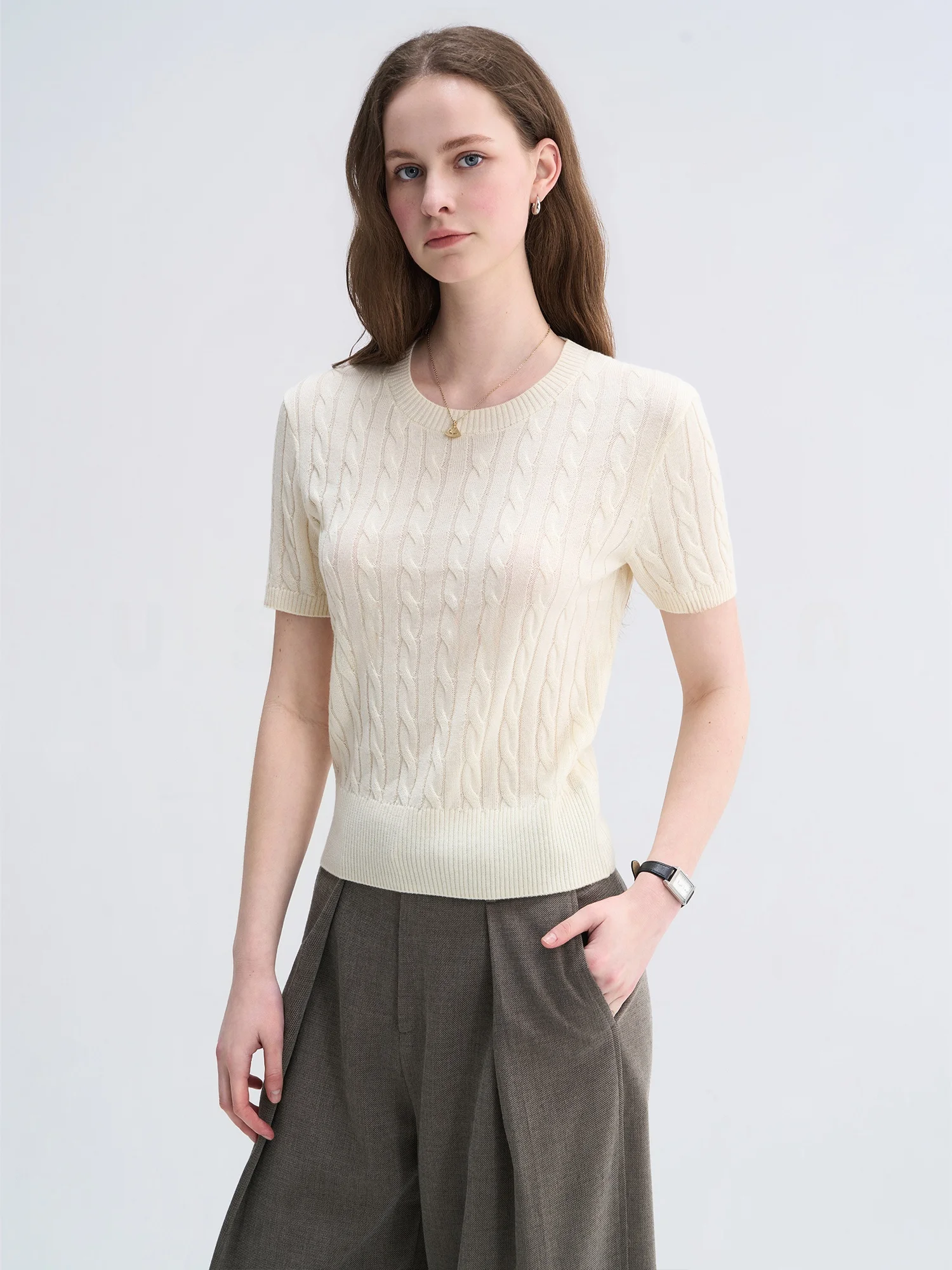 USSHEEN Minimalist Style round Neck Twisted Short Sleeve Knitted Sweater Women's Commute Versatile Slimming Sweater
USSHEEN Minimalist Style round Neck Twisted Short Sleeve Knitted Sweater Women's Commute Versatile Slimming Sweater