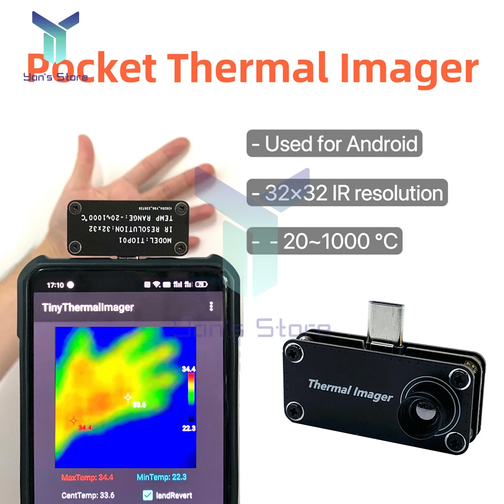 1Pcs TIOP01 IR Resolution 32x32 Thermal Imager Night Vision Infrared Imaging Camera Temperature Measurement for Android Type-C
1Pcs TIOP01 IR Resolution 32x32 Thermal Imager Night Vision Infrared Imaging Camera Temperature Measurement for Android Type-C