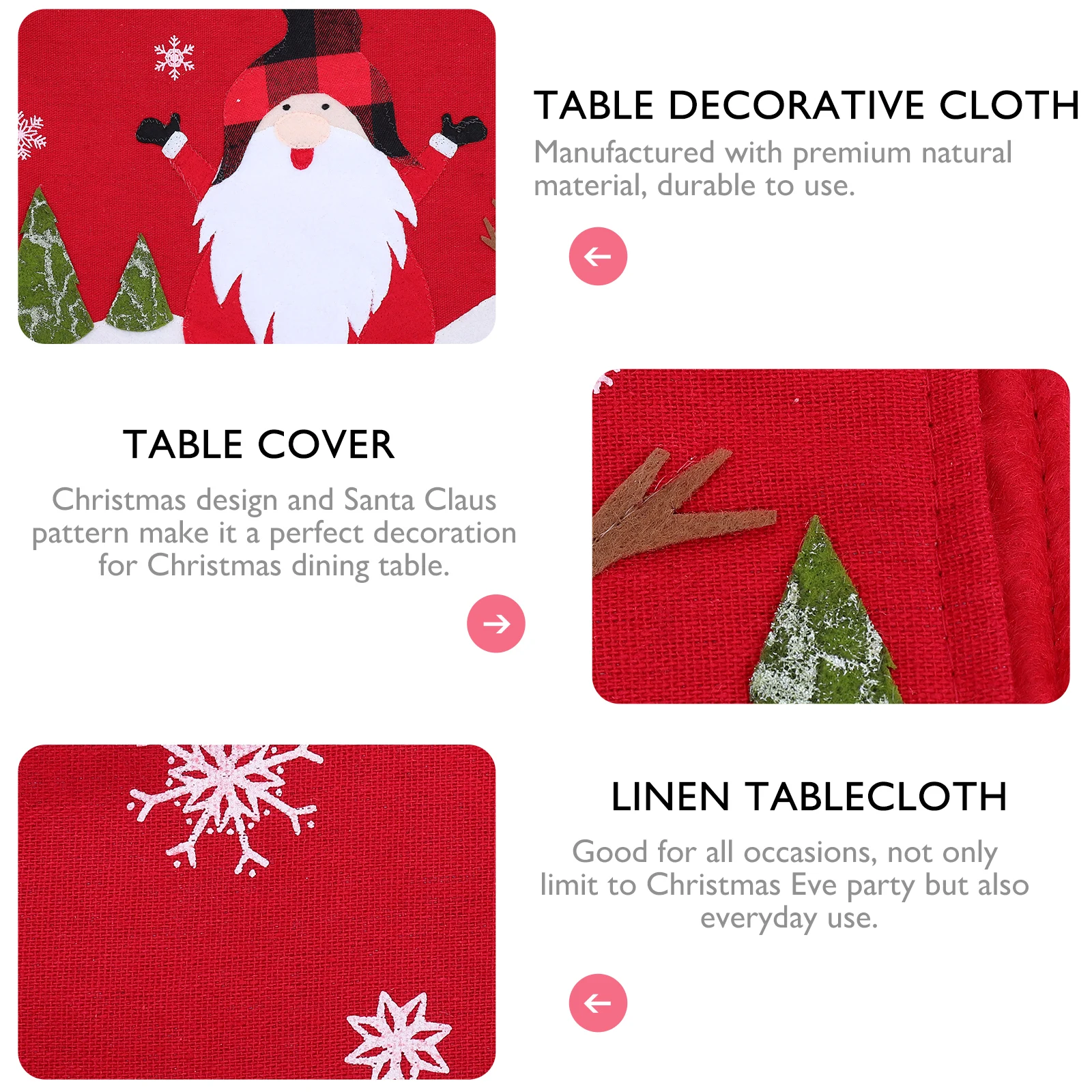 Christmas Table Runner Linen Tablecloth Decorative Cloth for Dining Room Buffet Outdoor Picnic Santa Claus Pattern
Christmas Table Runner Linen Tablecloth Decorative Cloth for Dining Room Buffet Outdoor Picnic Santa Claus Pattern