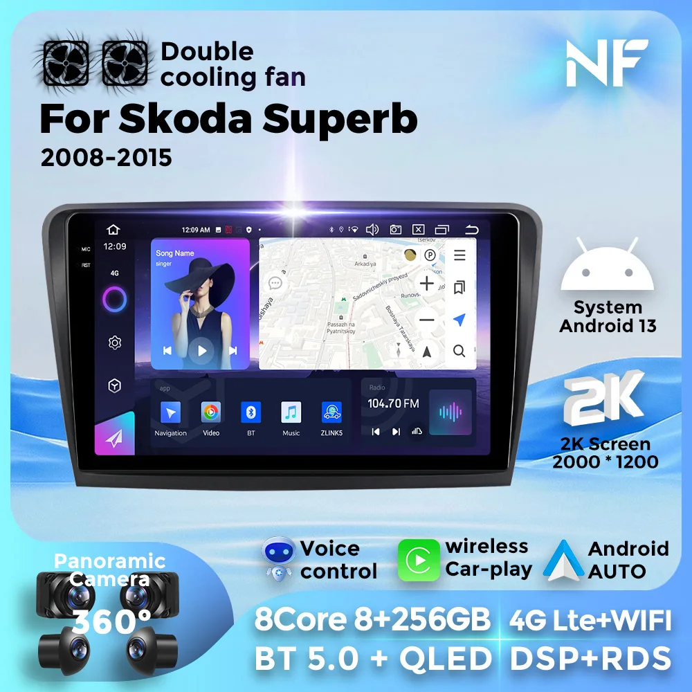 2K screen For Skoda Superb 2 B6 2008 - 2015 Car Radio Multimedia Video Player Navigation Stereo GPS Android 13 2din 2 din No dvd
2K screen For Skoda Superb 2 B6 2008 - 2015 Car Radio Multimedia Video Player Navigation Stereo GPS Android 13 2din 2 din No dvd