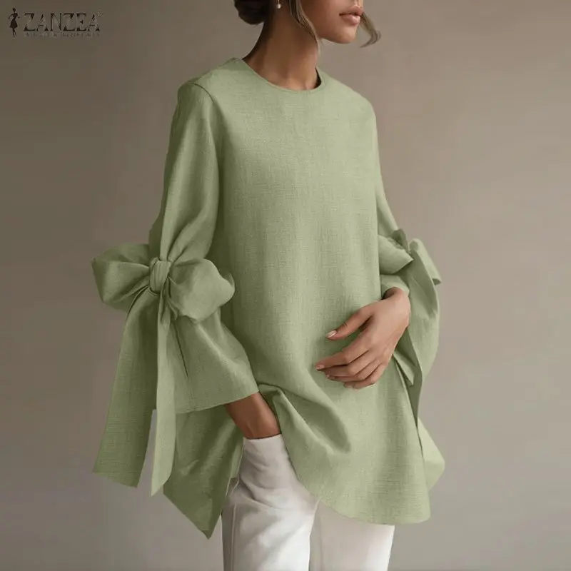 ZANZEA модная блузка с рукавом 3/4 и бантом, женские элегантные офисные женские рубашки, лето-весна, повседневные свободные однотонные вечерние топы с круглым вырезом, Blusas
ZANZEA модная блузка с рукавом 3/4 и бантом, женские элегантные офисные женские рубашки, лето-весна, повседневные свободные однотонные вечерние топы с круглым вырезом, Blusas