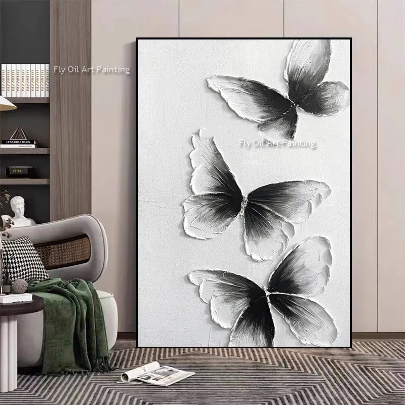 New Design Beautiful White And Black Butterfly Flying Thick Canvas Wall Art Handpainted White Gray Butterflies Oil Painting
New Design Beautiful White And Black Butterfly Flying Thick Canvas Wall Art Handpainted White Gray Butterflies Oil Painting