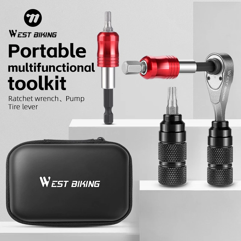 WEST BIKING Multifunctional Toolkit Portable Repair Tool Bag Ratchet Wrench Kit Tire Lever Mini Pump Tools Set Bike Accessories
WEST BIKING Multifunctional Toolkit Portable Repair Tool Bag Ratchet Wrench Kit Tire Lever Mini Pump Tools Set Bike Accessories