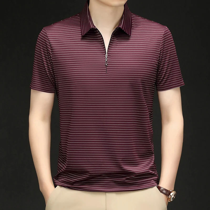 New Arrival Men No Trace Tops 2025 Summer Fashion Business Zipper Polo Clothes Short Sleeve Casual Striped Anti-Wrikle T-Shirts
New Arrival Men No Trace Tops 2025 Summer Fashion Business Zipper Polo Clothes Short Sleeve Casual Striped Anti-Wrikle T-Shirts