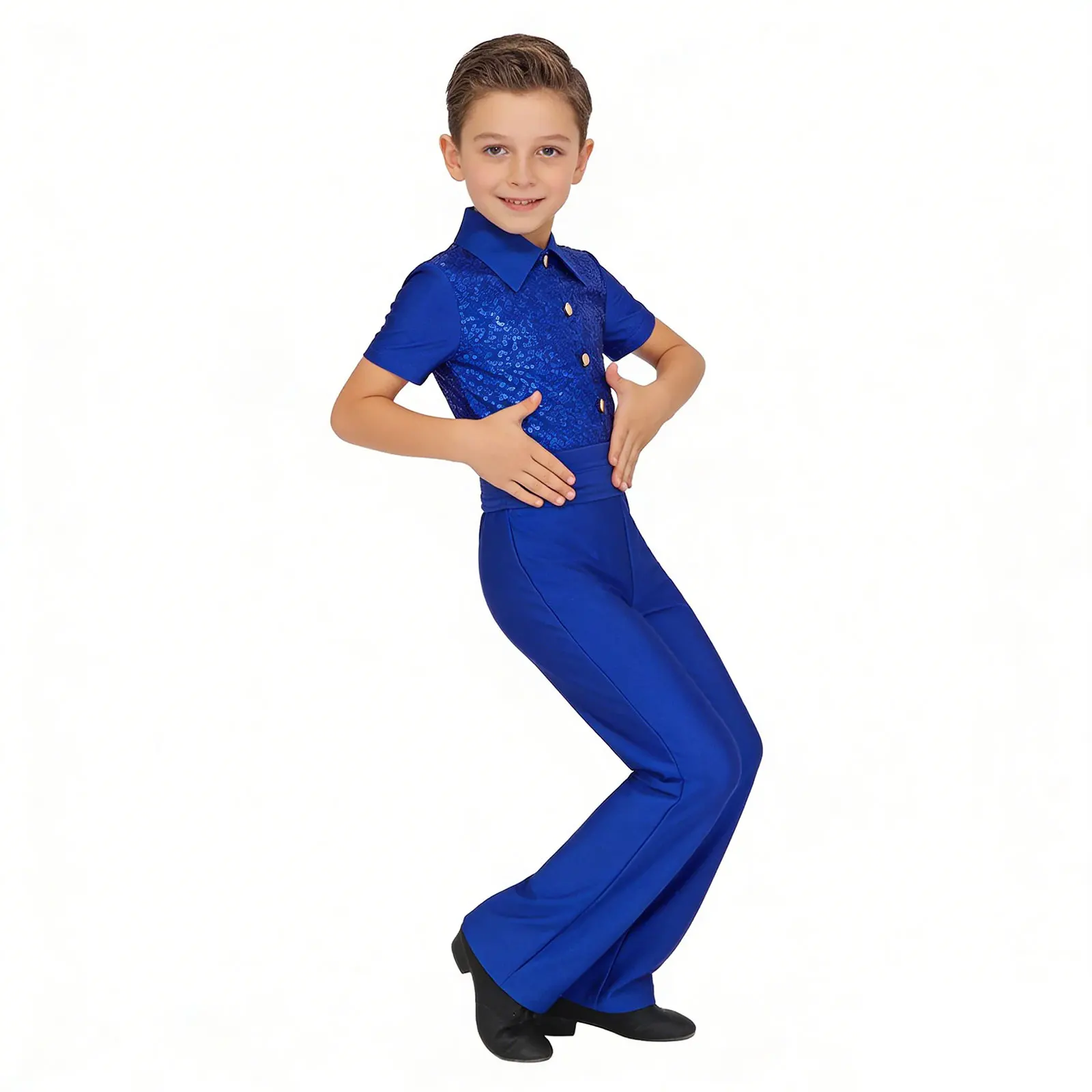Children Boys Figure Skating Gymnastics Ballet Dance Costumes Short Sleeve Sequins Buttons Decor Long Pants Bodysuit Jumpsuit
Children Boys Figure Skating Gymnastics Ballet Dance Costumes Short Sleeve Sequins Buttons Decor Long Pants Bodysuit Jumpsuit
