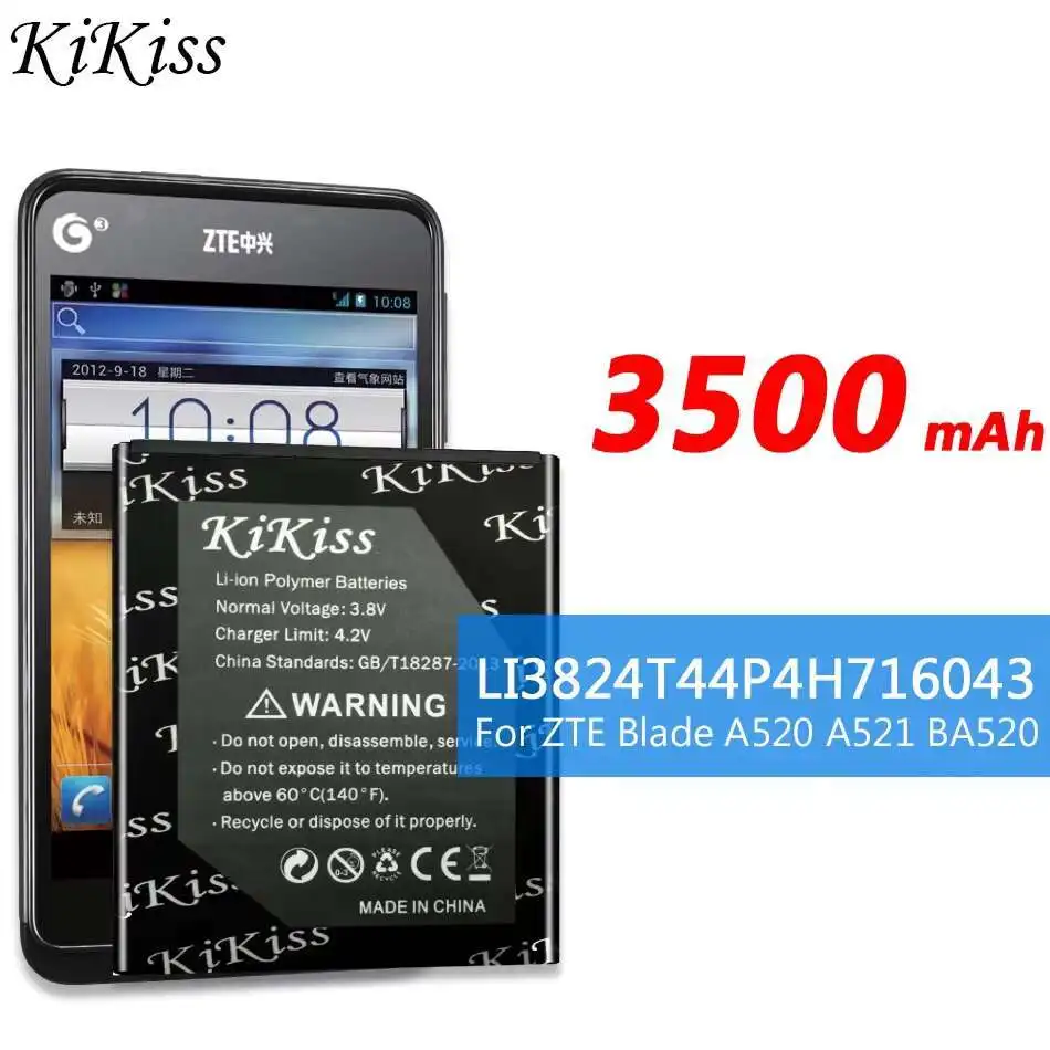 Для Zte Blade A520 A521 BA520 аккумулятор мобильного телефона 3500 мАч долговечная производительность LI3824T44P4H716043
Для Zte Blade A520 A521 BA520 аккумулятор мобильного телефона 3500 мАч долговечная производительность LI3824T44P4H716043