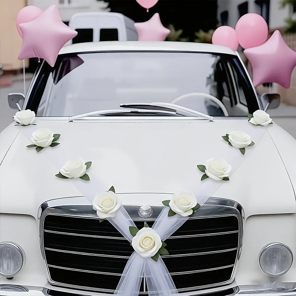 9 Pack Wedding Car Decoration Artificial Rose Flower Set Elegant Bridal Car Decor Kit with White Tulle Ribbon Wedding Ceremony
9 Pack Wedding Car Decoration Artificial Rose Flower Set Elegant Bridal Car Decor Kit with White Tulle Ribbon Wedding Ceremony