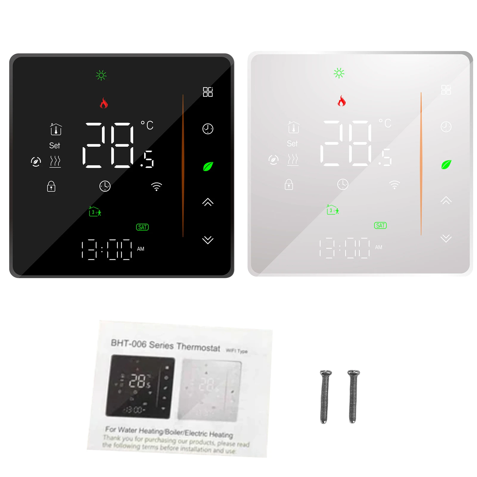 Smart Tuya WiFi Thermostat, Water Floor Heating Controller with LED Color Display, Shows Time/Weekday/Temperature/Humidity
Smart Tuya WiFi Thermostat, Water Floor Heating Controller with LED Color Display, Shows Time/Weekday/Temperature/Humidity