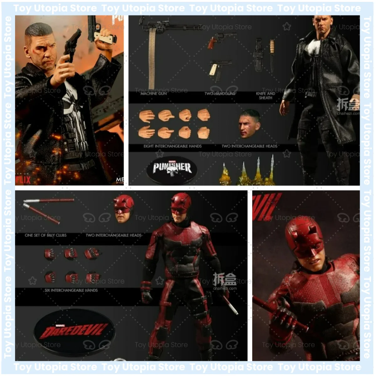 Figura acción articulada a escala 1:12 Punisher Blade, versión original la serie televisión estadounidense MEZCO, en stock.
Figura acción articulada a escala 1:12 Punisher Blade, versión original la serie televisión estadounidense MEZCO, en stock.