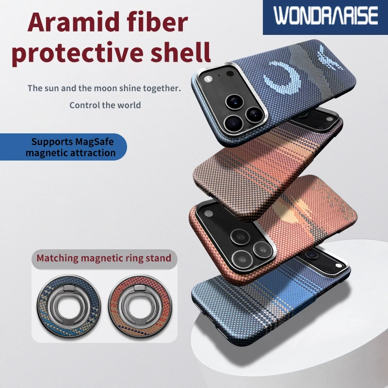 WONDRARISE Aramid Fiber Magnetic Case for iPhone 17 Series – Slim Shockproof Protective Cover with Metal Ring / Kickstand
WONDRARISE Aramid Fiber Magnetic Case for iPhone 17 Series – Slim Shockproof Protective Cover with Metal Ring / Kickstand