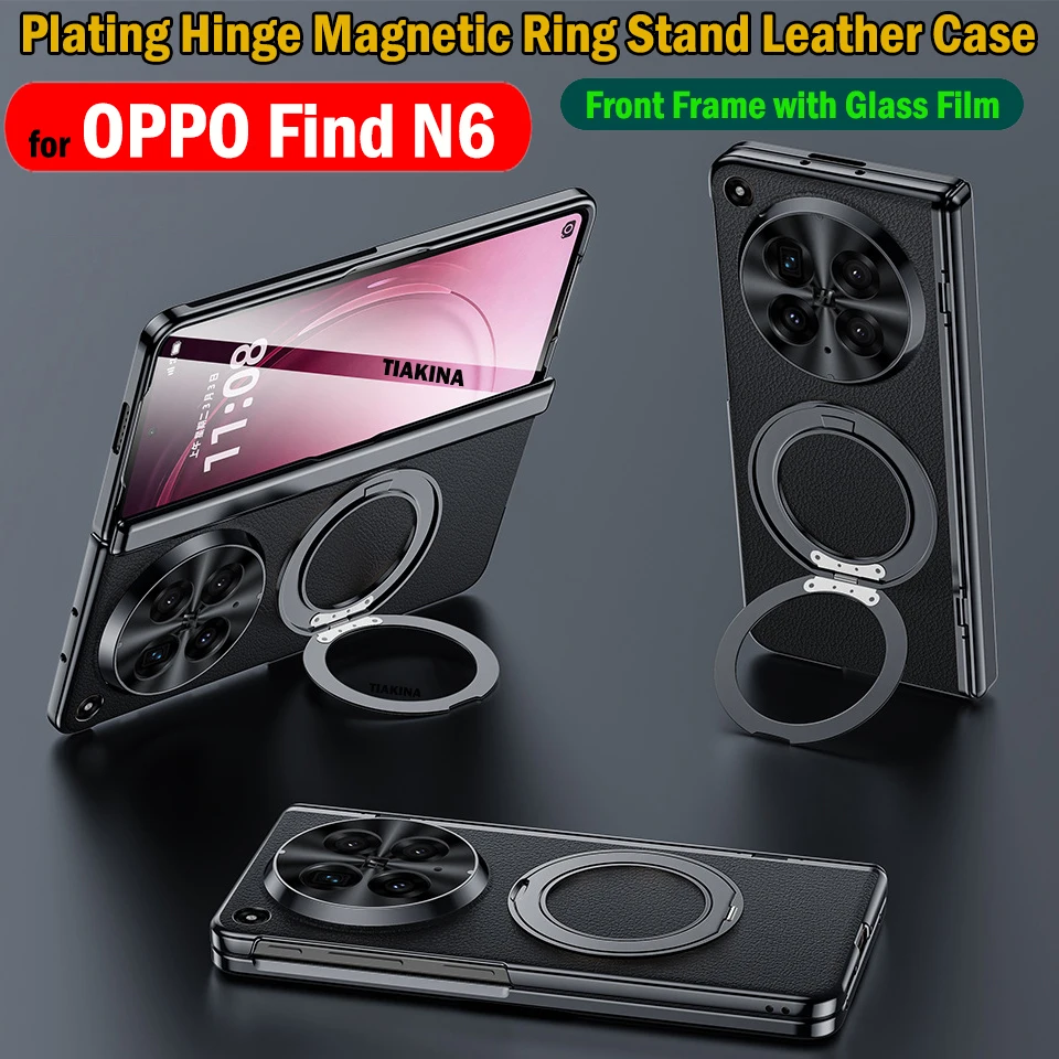 Plating Hinge Funda for OPPO Find N6 Case Magnetic Ring Stand Leather Cover for OPPO Find N6 Case front Frame with Glass Film
Plating Hinge Funda for OPPO Find N6 Case Magnetic Ring Stand Leather Cover for OPPO Find N6 Case front Frame with Glass Film