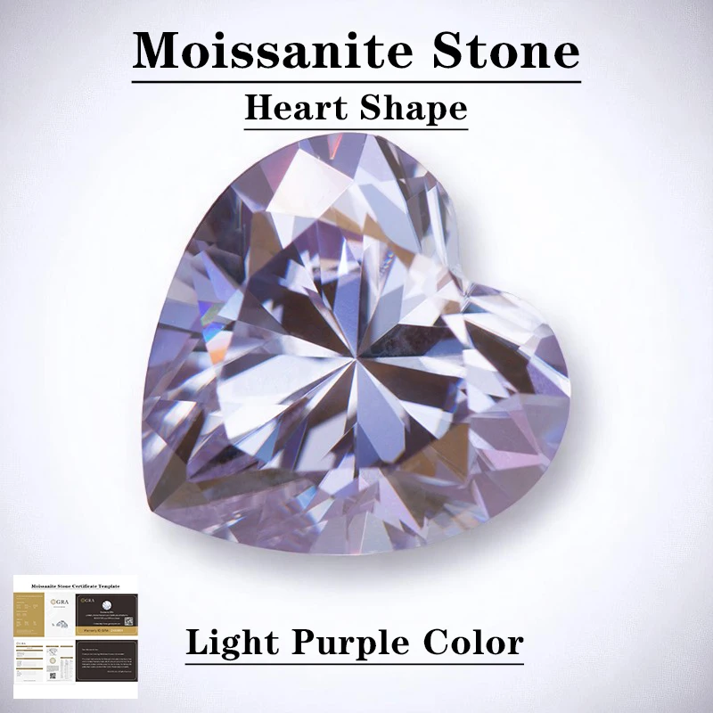 Moissanite Stone Light Purple Color Heart Shape VVS1 with GRA Certificate Pass Diamond Tester Charms for jewel making
Moissanite Stone Light Purple Color Heart Shape VVS1 with GRA Certificate Pass Diamond Tester Charms for jewel making
