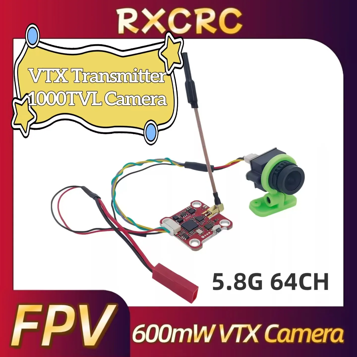 RXCRC MINI 008 VTX 600mW 64CH transmitter, equipped with a 1000TVL 135°FOV camera,Suitable for RC FPV Range Fixed-wing Drones.
RXCRC MINI 008 VTX 600mW 64CH transmitter, equipped with a 1000TVL 135°FOV camera,Suitable for RC FPV Range Fixed-wing Drones.
