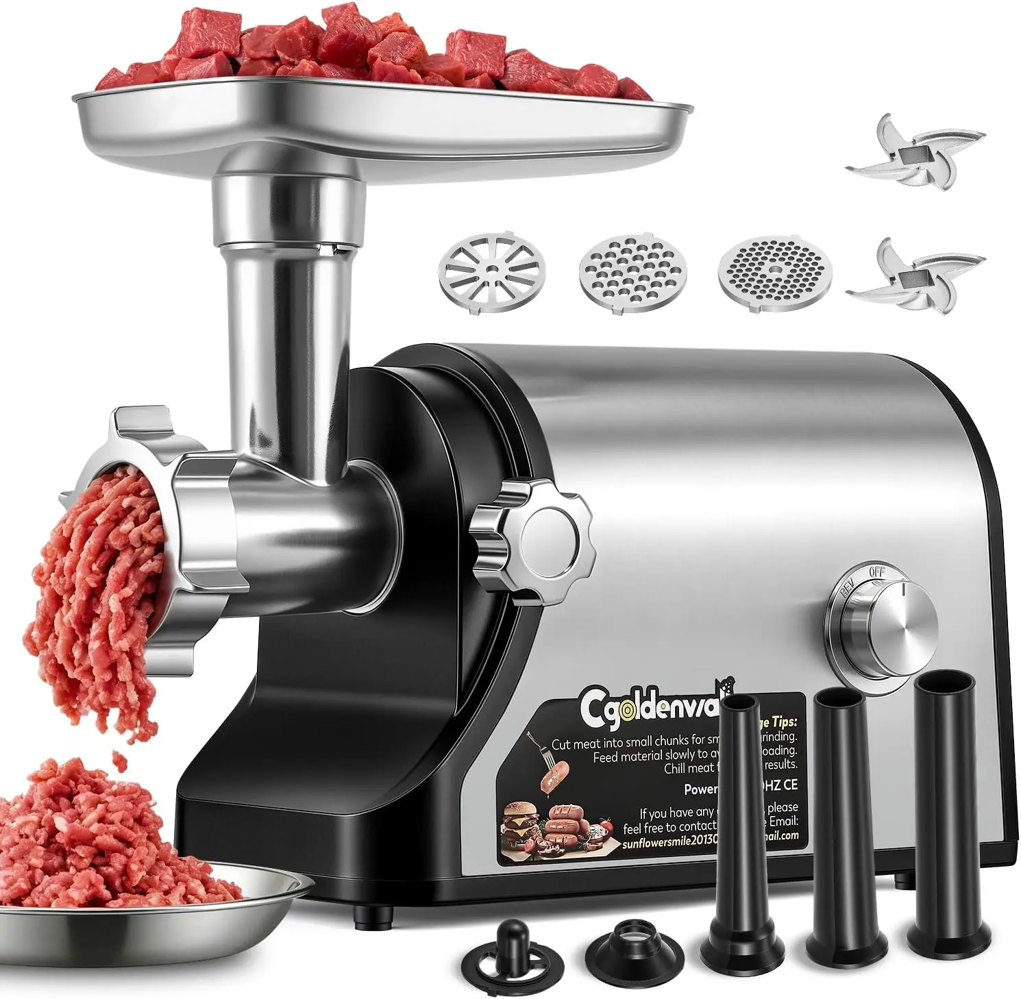 Electric Meat Grinder & Sausage Stuffer, 480lbs/H Heavy Duty Meat Mincer with Speed Settings, 2 Stainless Steel Blades, 3 Grindi
Electric Meat Grinder & Sausage Stuffer, 480lbs/H Heavy Duty Meat Mincer with Speed Settings, 2 Stainless Steel Blades, 3 Grindi