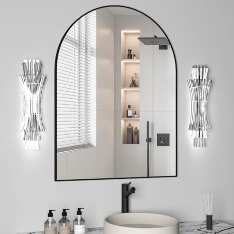 Arched Wall Mirror for Bathroom, 30"x40" Arched Mirror Wall Mounted Mirror with Metal Frame, Vanity Mirror Decor for Mantle, Be
Arched Wall Mirror for Bathroom, 30"x40" Arched Mirror Wall Mounted Mirror with Metal Frame, Vanity Mirror Decor for Mantle, Be