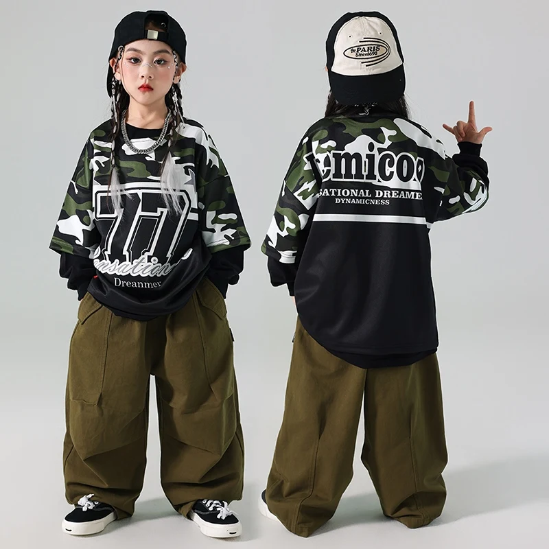 2025 Jazz Dance Costumes For Girls Camouflage Tops Green Pants Outfits Boys Modern Hip Hop Dance Performance Clothes DQS18431
2025 Jazz Dance Costumes For Girls Camouflage Tops Green Pants Outfits Boys Modern Hip Hop Dance Performance Clothes DQS18431