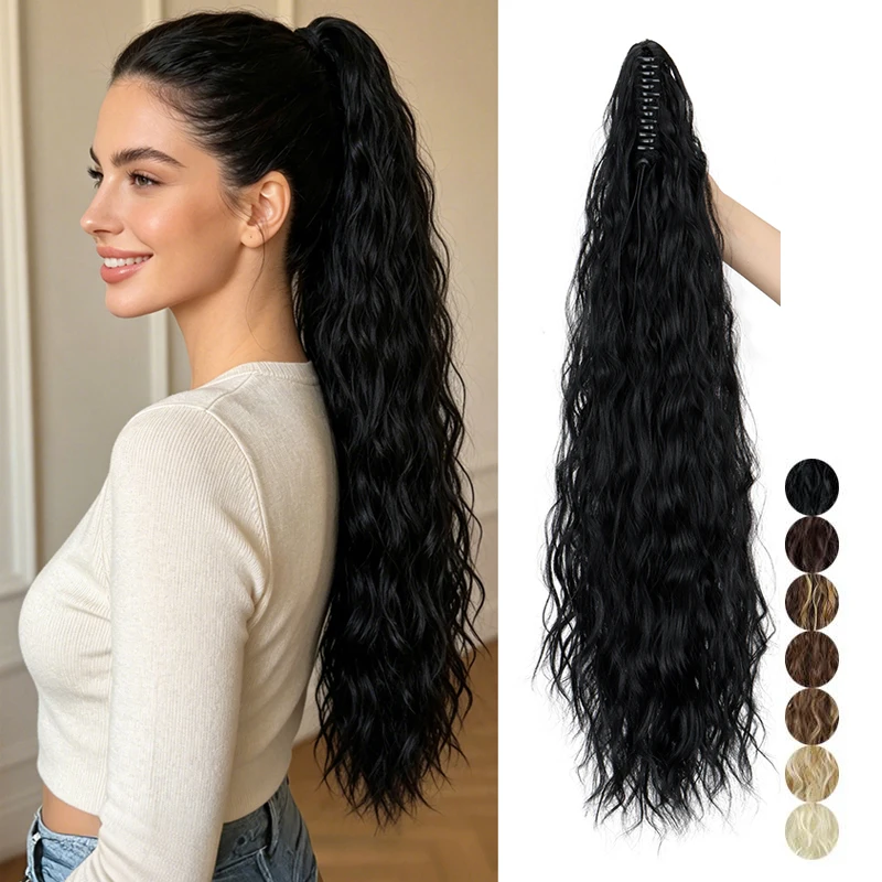 Synthetic Water Wave Claw Clip Ponytail Black Blonde Heat Resistant Fiber Fluffy Messy Ponytail Hair Extensions For Women
Synthetic Water Wave Claw Clip Ponytail Black Blonde Heat Resistant Fiber Fluffy Messy Ponytail Hair Extensions For Women