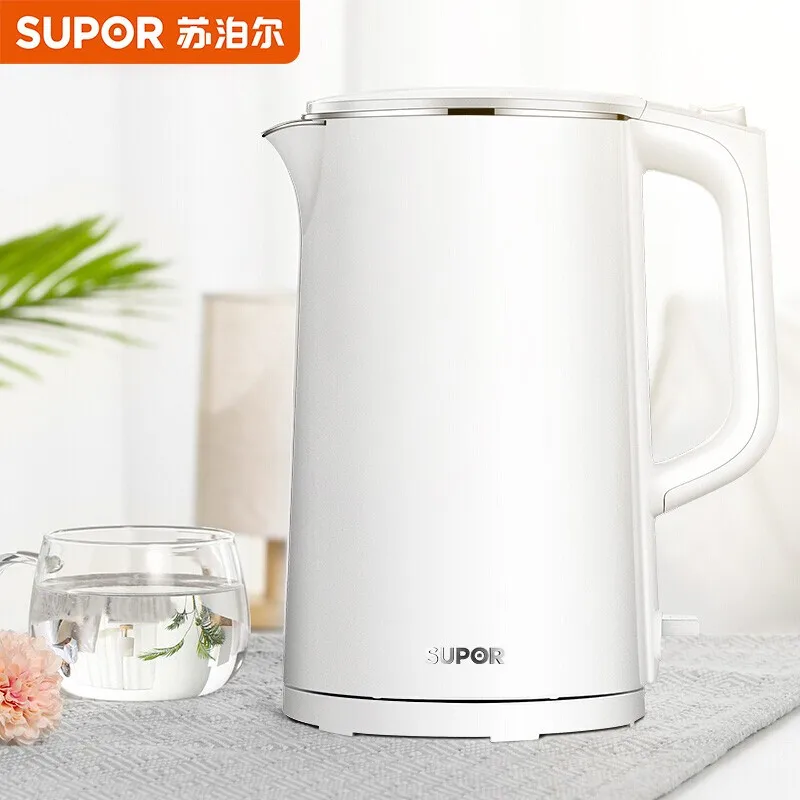 SUPOR Electric Kettle Double-layer Anti Scalding Hot Kettle All Steel Seamless Inner Tank Electric Kettle 1.7L Large Capacity
SUPOR Electric Kettle Double-layer Anti Scalding Hot Kettle All Steel Seamless Inner Tank Electric Kettle 1.7L Large Capacity