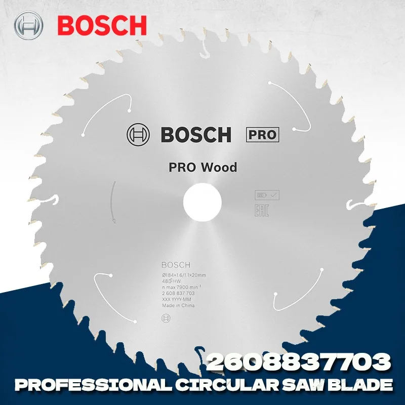 BOSCH 2608837703 Pro Circular Saw Blade Standard for Wood 184x1.6/1.1x20mm T48 Cordless Circular Saw Power Tool Accessories
BOSCH 2608837703 Pro Circular Saw Blade Standard for Wood 184x1.6/1.1x20mm T48 Cordless Circular Saw Power Tool Accessories