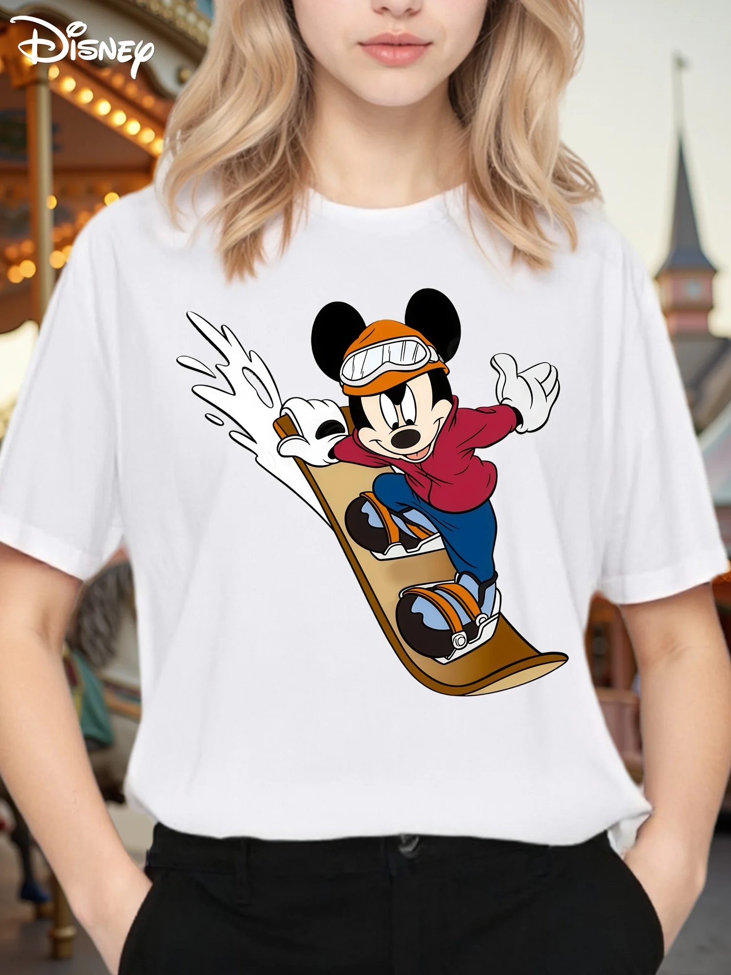 Women's Disney Mickey & Minnie Mouse Snowboarding T-Shirt - 100% Plus Size Friendly Short Sleeve Tee with Iconic Ears
Women's Disney Mickey & Minnie Mouse Snowboarding T-Shirt - 100% Plus Size Friendly Short Sleeve Tee with Iconic Ears