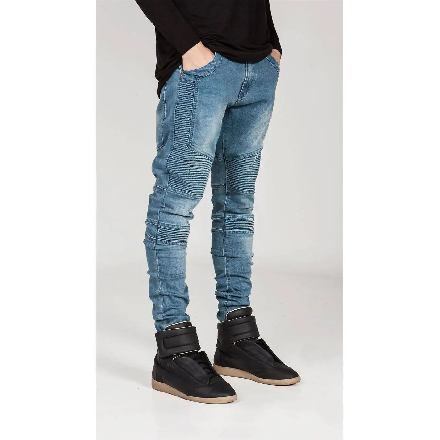 Fashionable Folded Motorcycle Jeans Elastic Pleated Slim Fit Bootcut Denim Pants Women's Spring Summer Casual High Waist Cotton
Fashionable Folded Motorcycle Jeans Elastic Pleated Slim Fit Bootcut Denim Pants Women's Spring Summer Casual High Waist Cotton
