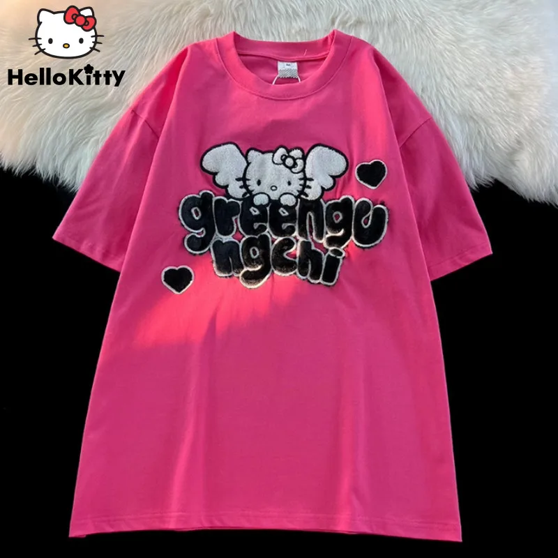 100% хлопок, американская мода, топы с вышивкой Hello Kitty для женщин и мужчин Y2k, милая мультяшная футболка с коротким рукавом, летняя одежда
100% хлопок, американская мода, топы с вышивкой Hello Kitty для женщин и мужчин Y2k, милая мультяшная футболка с коротким рукавом, летняя одежда