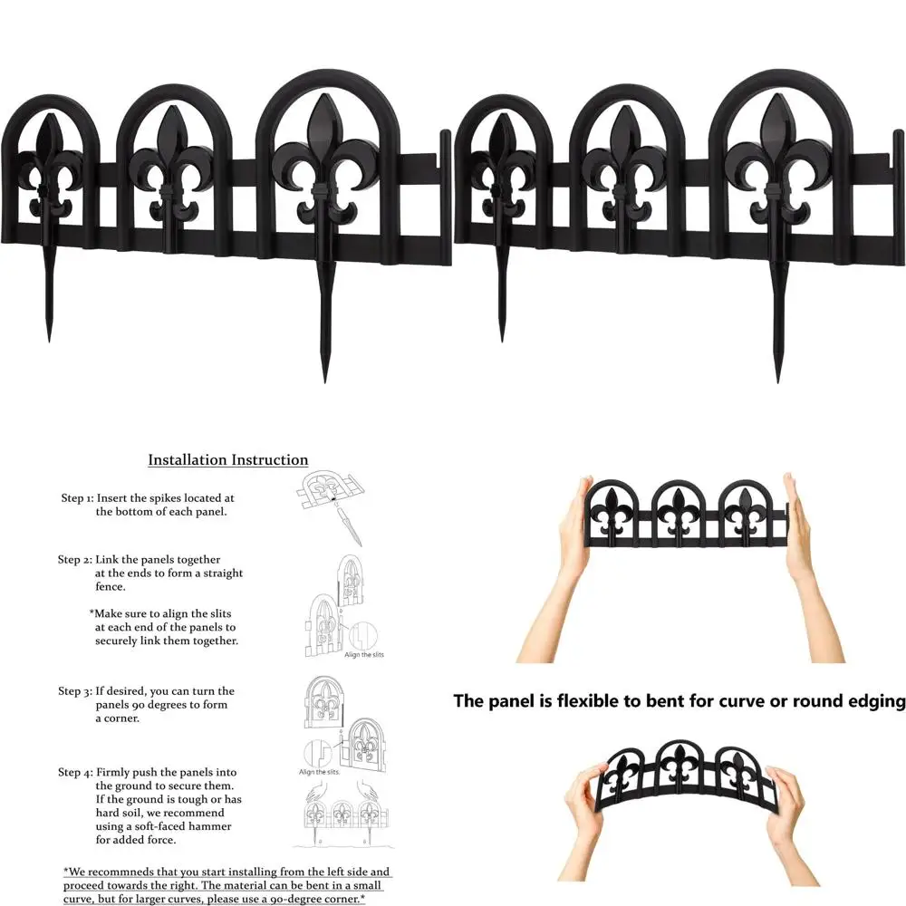 35ft Black Plastic Garden Edging with Wrought Iron Style - 27pcs Yard Landscaping Fence Liner Kit
35ft Black Plastic Garden Edging with Wrought Iron Style - 27pcs Yard Landscaping Fence Liner Kit