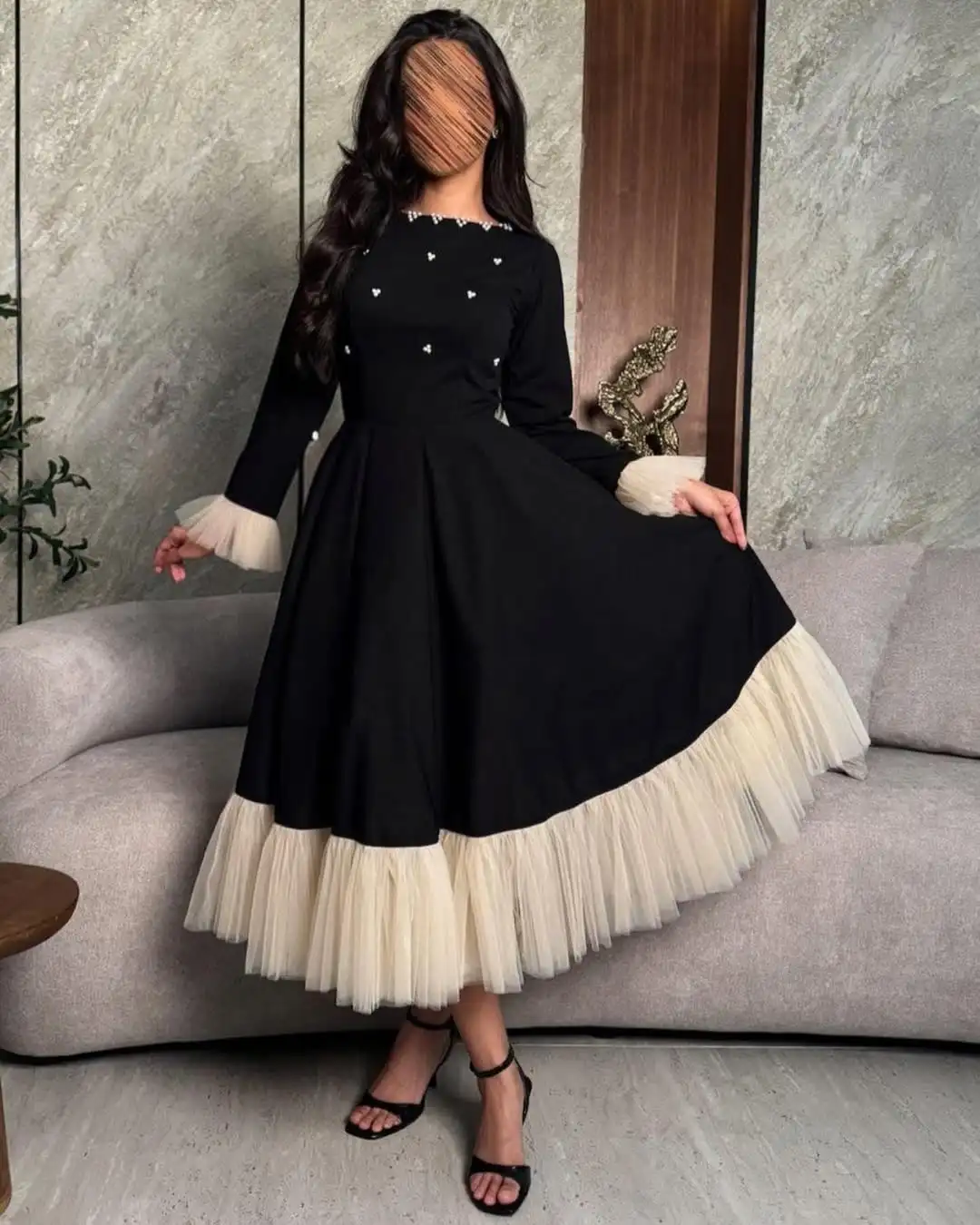 Customized Long Sleeves Prom Dresses O-Neck Pleated Beadings Ankle Length Formal Occasion Dress Temperament Evening Dresses
Customized Long Sleeves Prom Dresses O-Neck Pleated Beadings Ankle Length Formal Occasion Dress Temperament Evening Dresses
