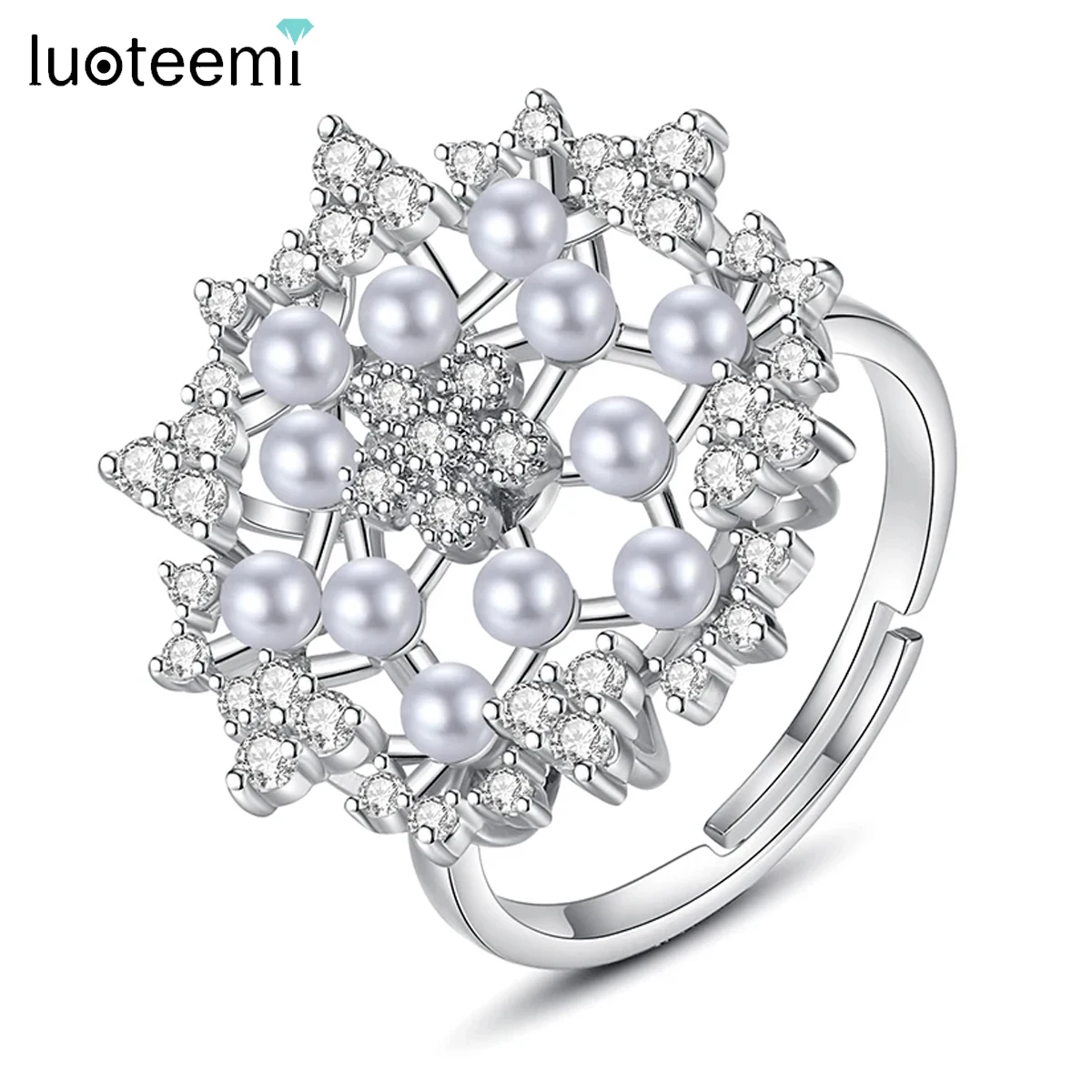 LUOTEEMI Graceful Geometric Cubic Zirconia Open Rings Adjustable Unusual Flower Imitation Pearls Gifts for Women Wedding Jewelry 
LUOTEEMI Graceful Geometric Cubic Zirconia Open Rings Adjustable Unusual Flower Imitation Pearls Gifts for Women Wedding Jewelry