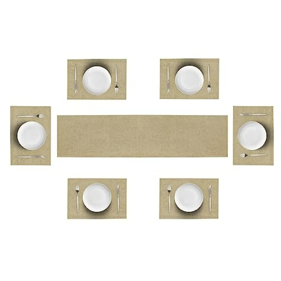Table Runner and Placemats Set of 6 for Kitchen Dining Table Farmhouse Style Thick Linen Double Layer Heat Resistant Washable P
Table Runner and Placemats Set of 6 for Kitchen Dining Table Farmhouse Style Thick Linen Double Layer Heat Resistant Washable P