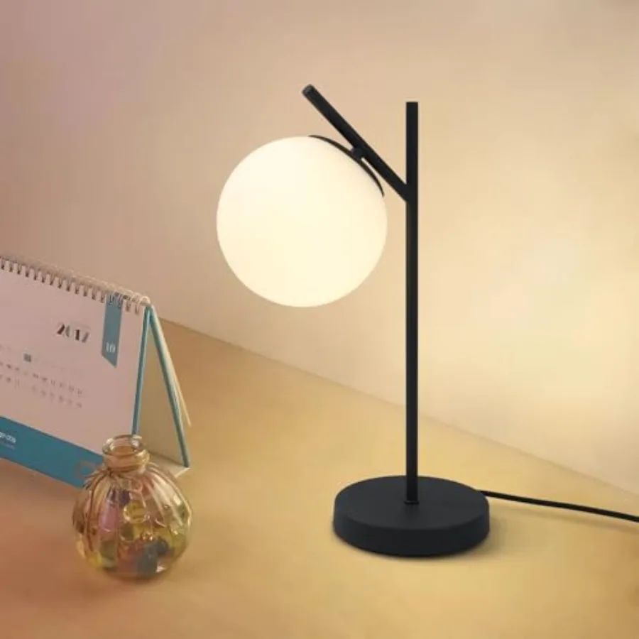 Mid Century Modern Table Lamp Contemporary White Glass Globe Table Lamp Vintage Nordic Desk Lamp Metal Nightstand Lamp for Offi
Mid Century Modern Table Lamp Contemporary White Glass Globe Table Lamp Vintage Nordic Desk Lamp Metal Nightstand Lamp for Offi