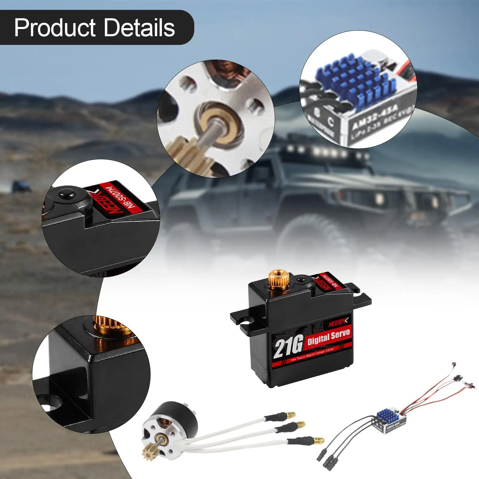 Motor with ESC Set 1/12 Scale Convenient Wear Resistant Practical with Servo Replacement for MN82 MN78
Motor with ESC Set 1/12 Scale Convenient Wear Resistant Practical with Servo Replacement for MN82 MN78